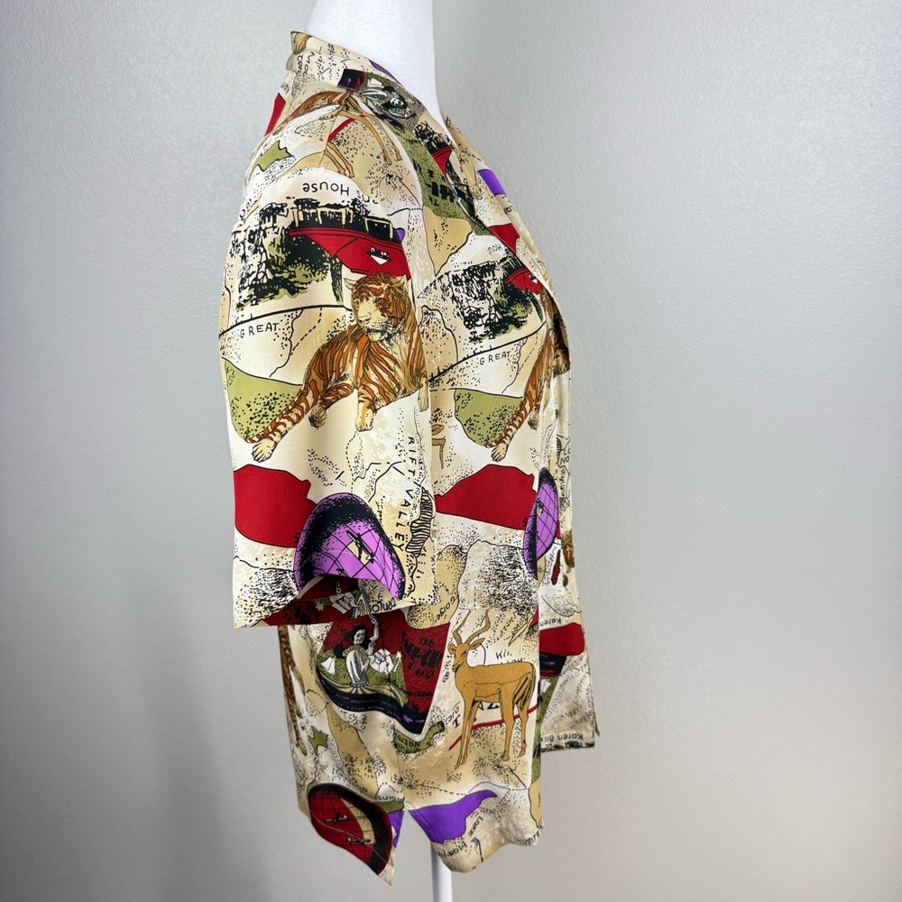 Ciaosport Retro Vintage Button Down Silk Top Women's Size 14 - Picture 3 of 9